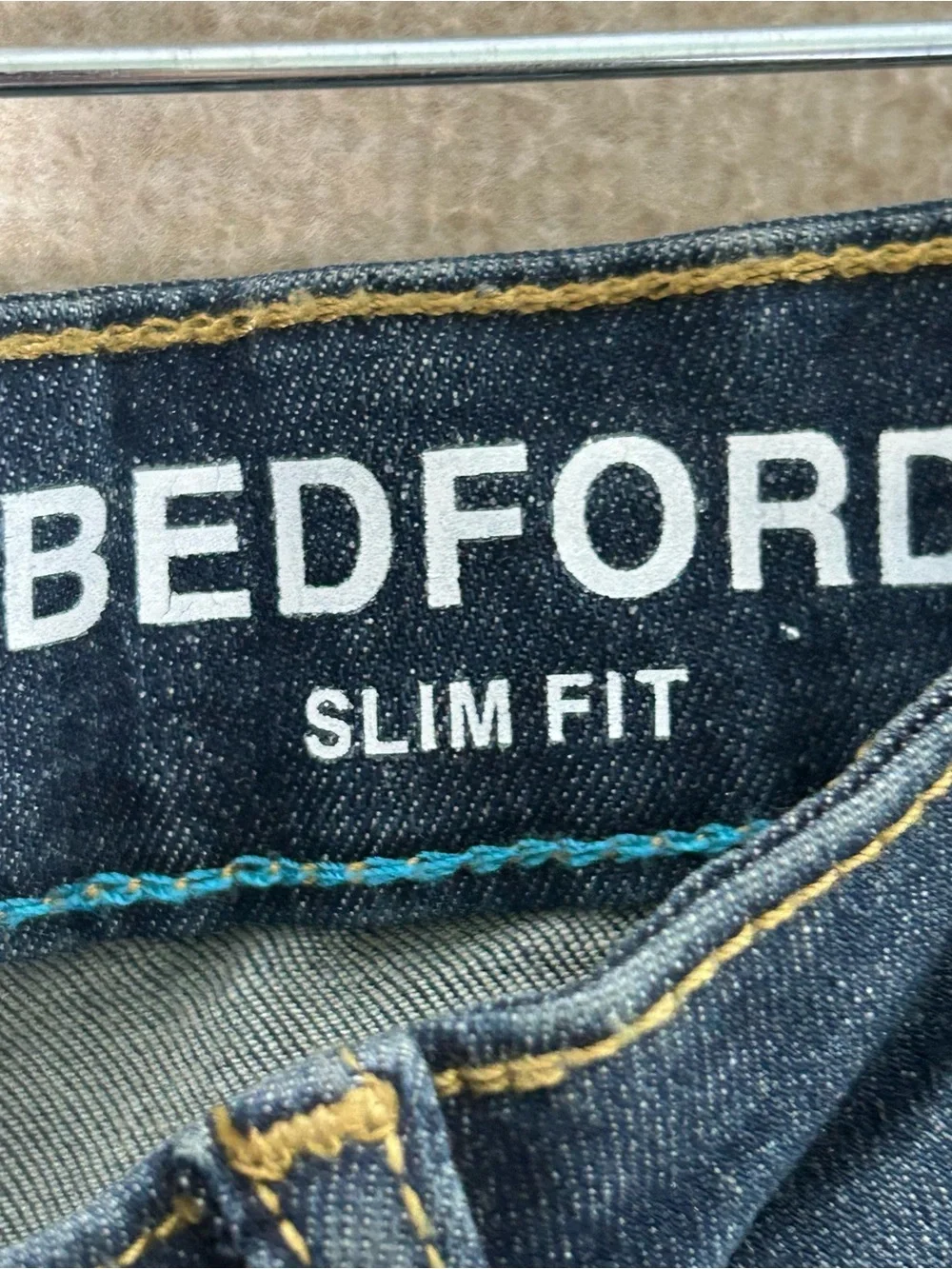 New DKNY Bedford Slim Fit Jeans Mens Tag Size 38X30 Dark Wash Stretch Blue Denim